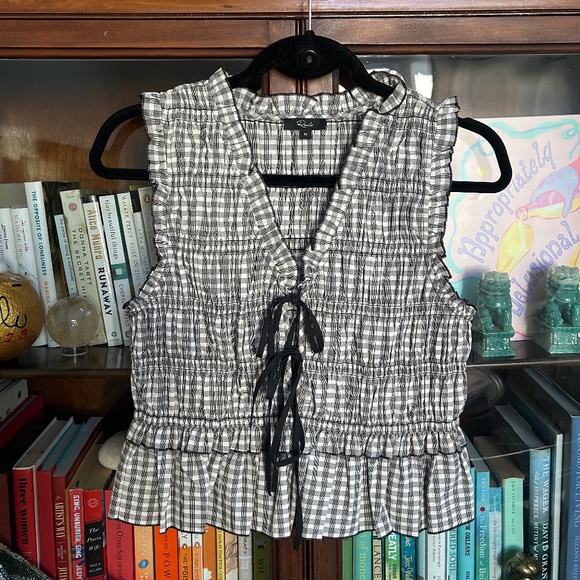 Rails Martine Gingham Cotton-Blend Blouse - Size Medium - Picture 1 of 2
